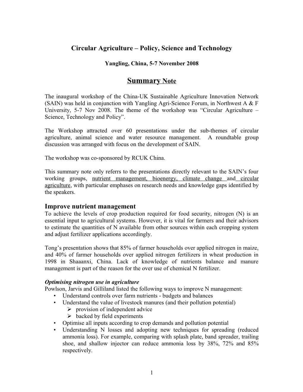 Circular Agriculture Policy, Science and Policy