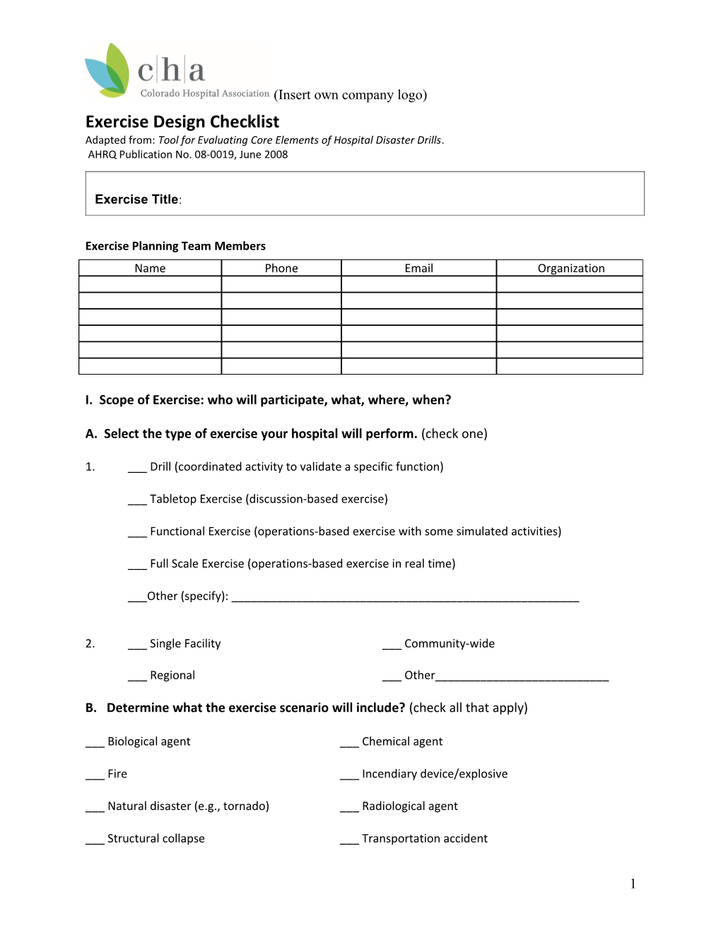 Exercise Design Checklist
