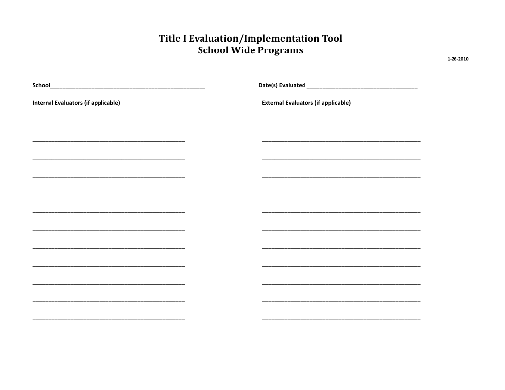 Title I Evaluation/Implementation Tool