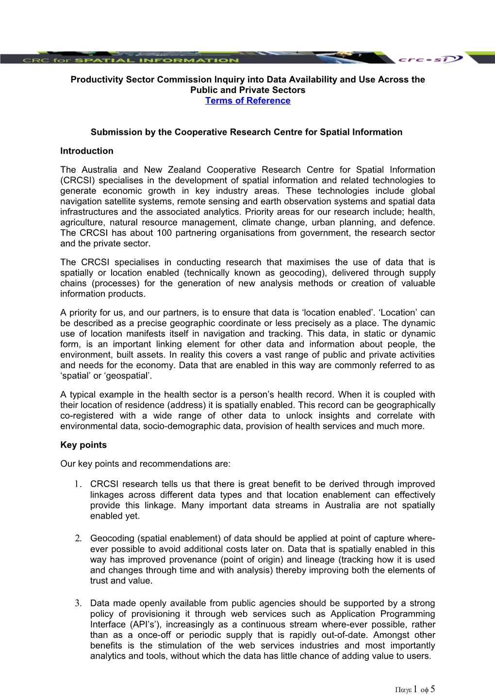 Submission 43 - Cooperative Research Centre for Spatial Information (CRCSI) - Data Availability