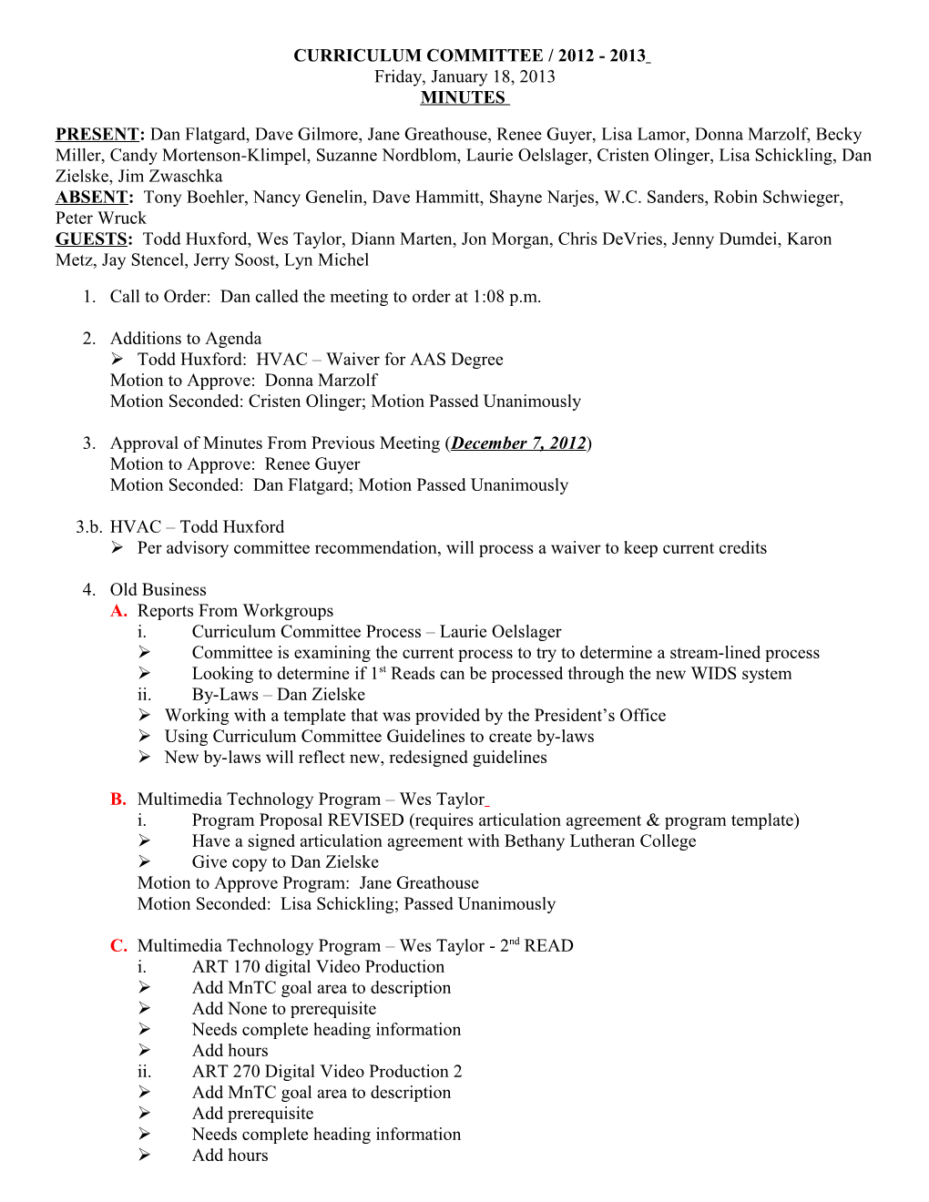 Curriculum Committee / 2012 -2013