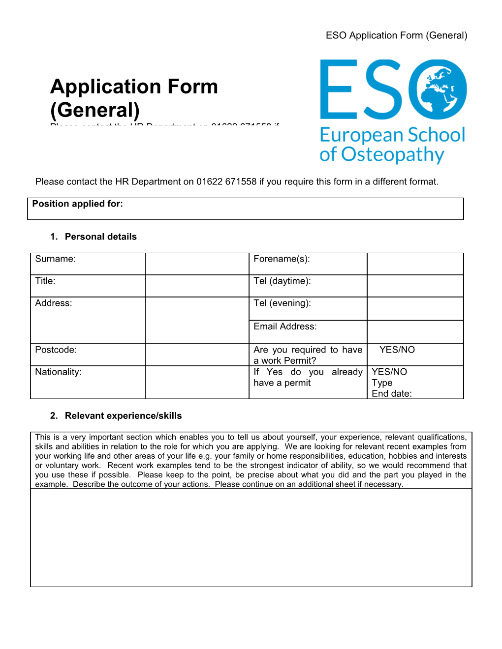ESO Application Form (General)