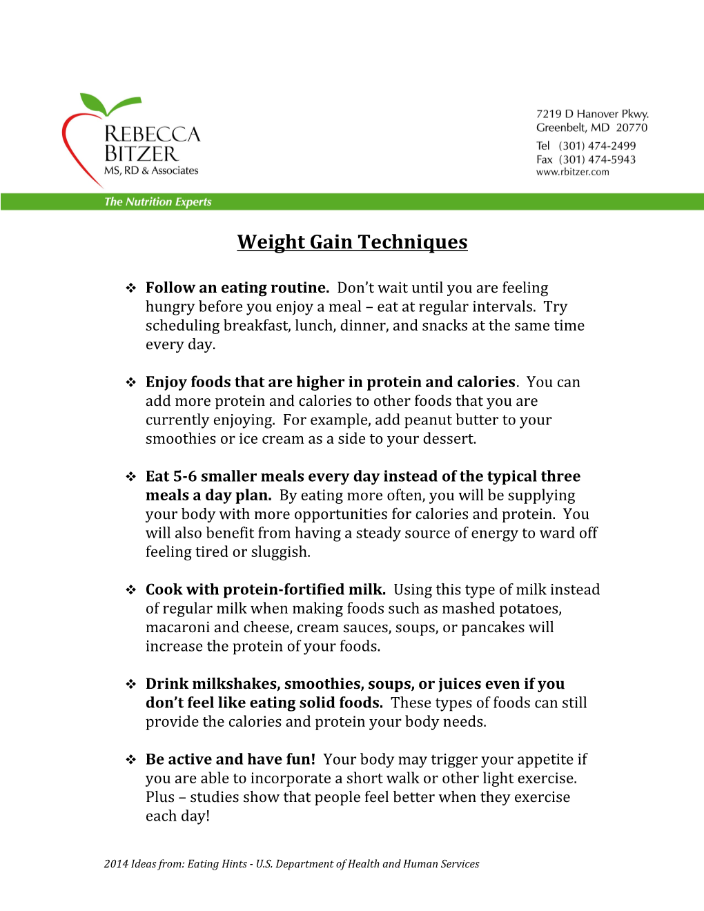 Weight Gain Techniques