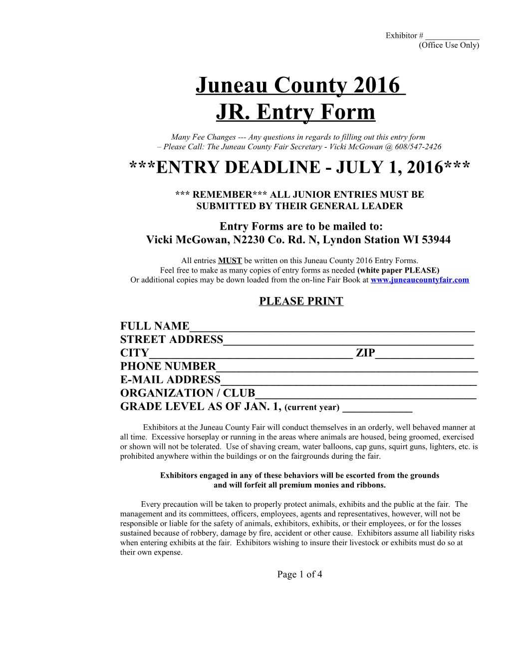 Juneau County 2016