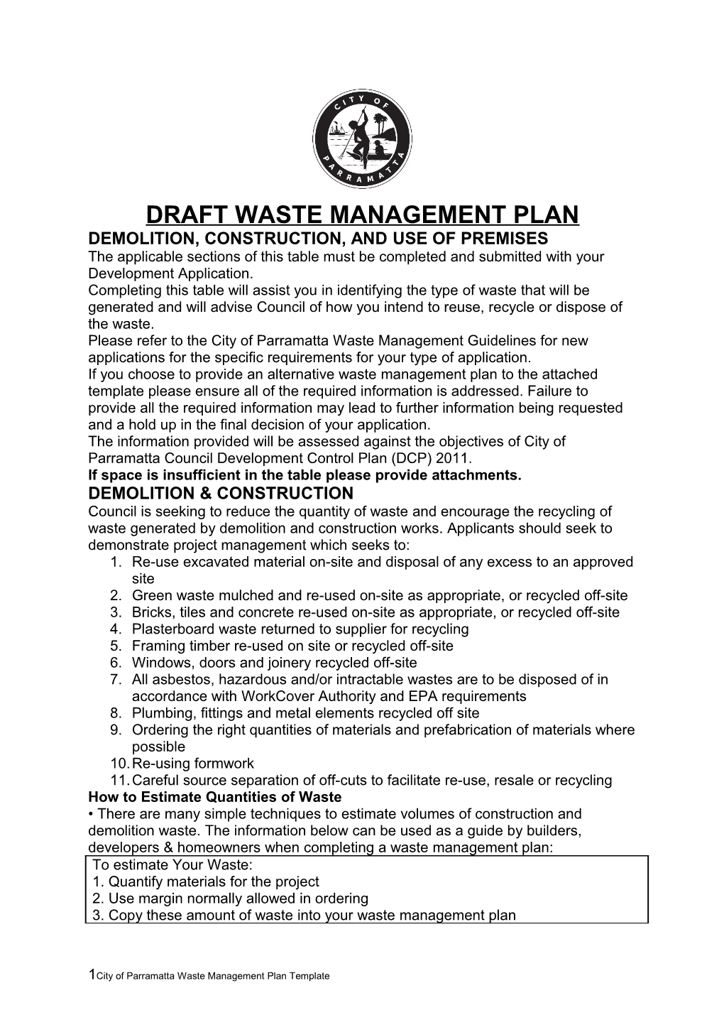 Draft Waste Management Plan