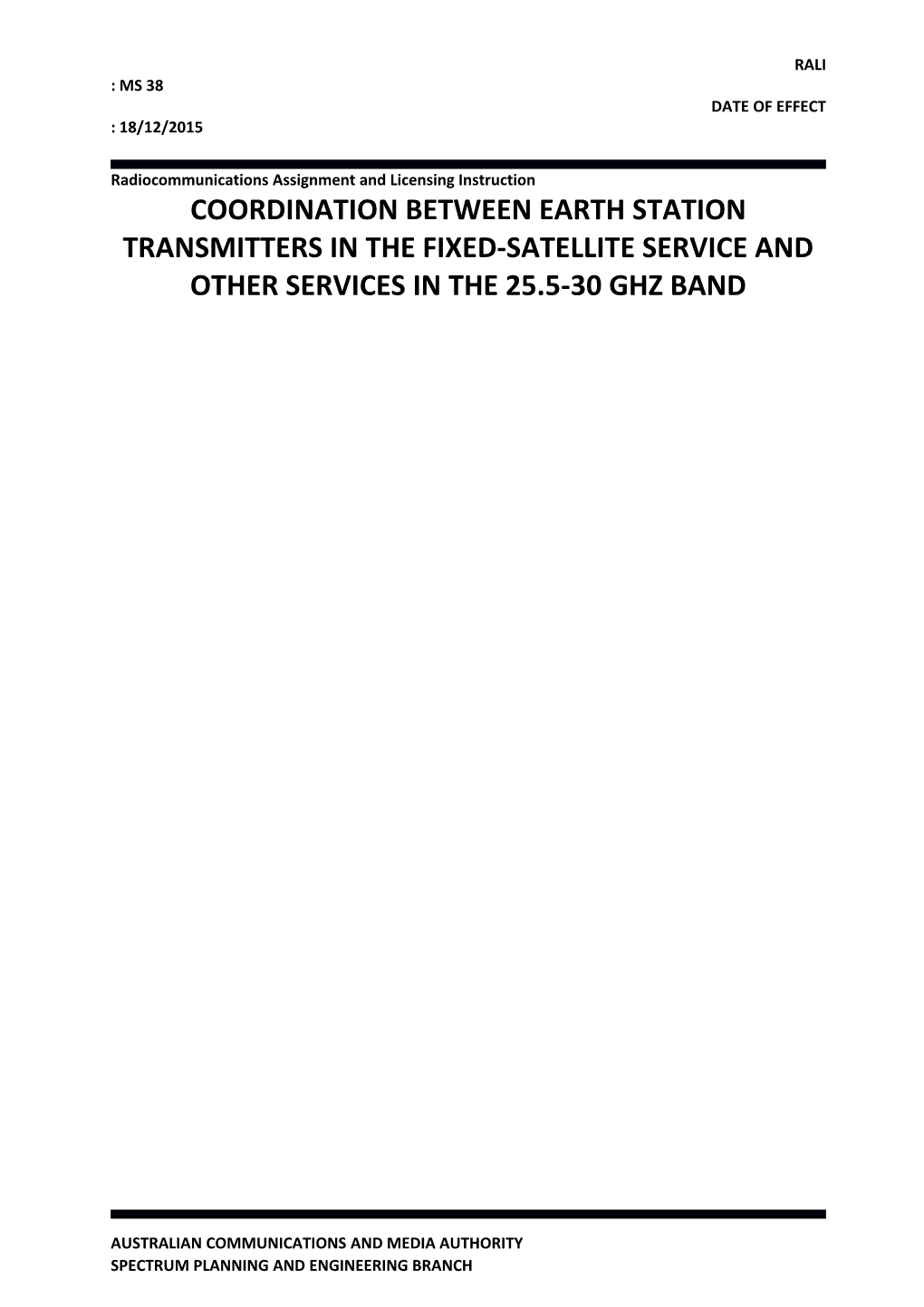 Coordination Between Earth Station Transmitters in the Fixed-Satellite Service Andother