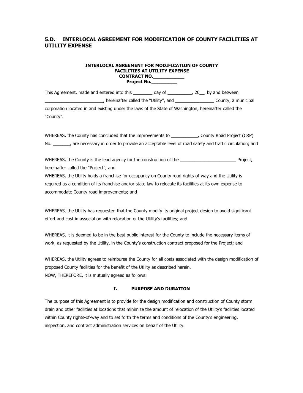 5.D.Interlocal Agreement for Modification of County Facilities at Utility Expense