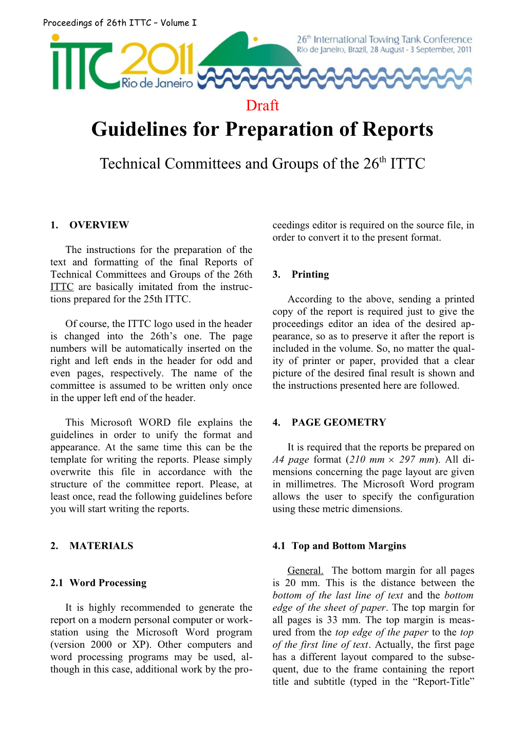Guidelines for Preparation of Reports