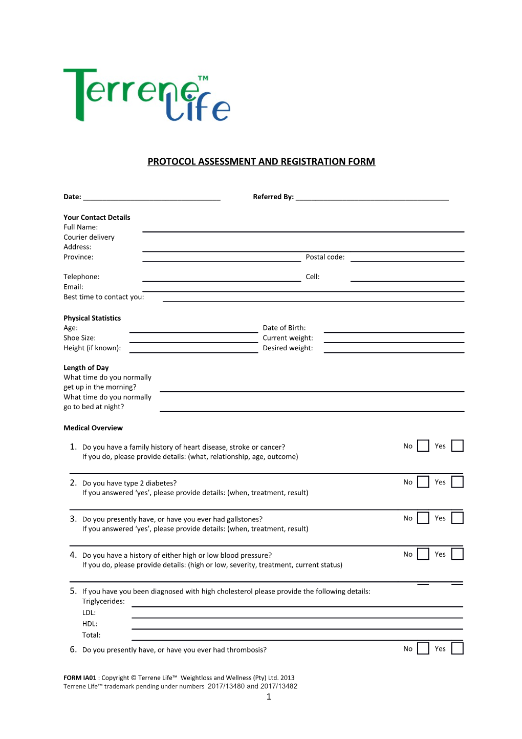 Protocol Assessment and Registration Form