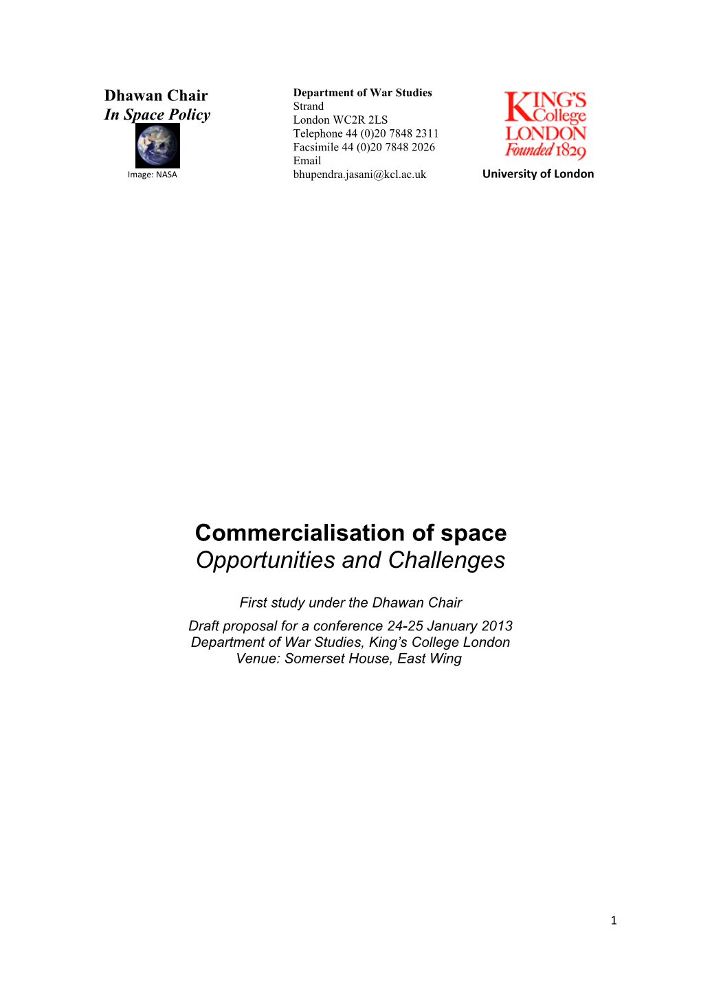 Commercialisation of Space