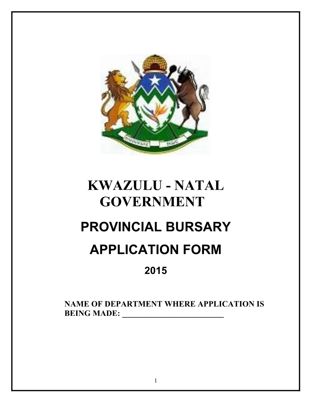 Provincial Bursary Application Form
