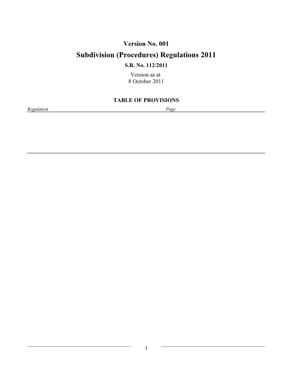 Subdivision (Procedures) Regulations 2011