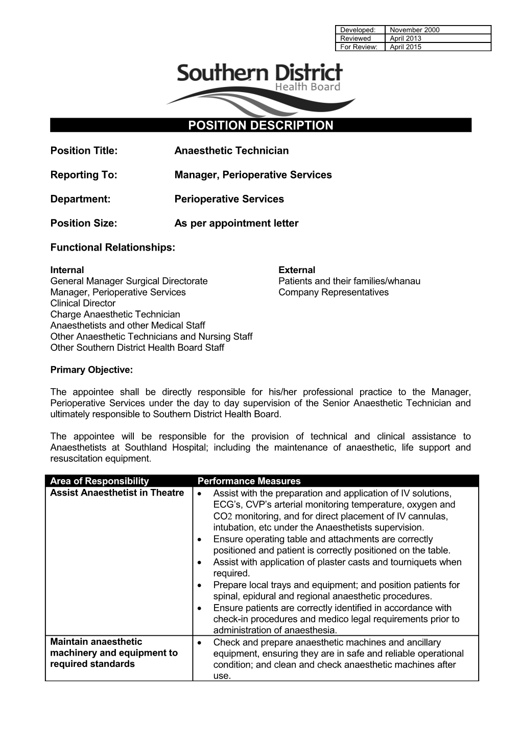 Anaesthetic Technician - Page 1