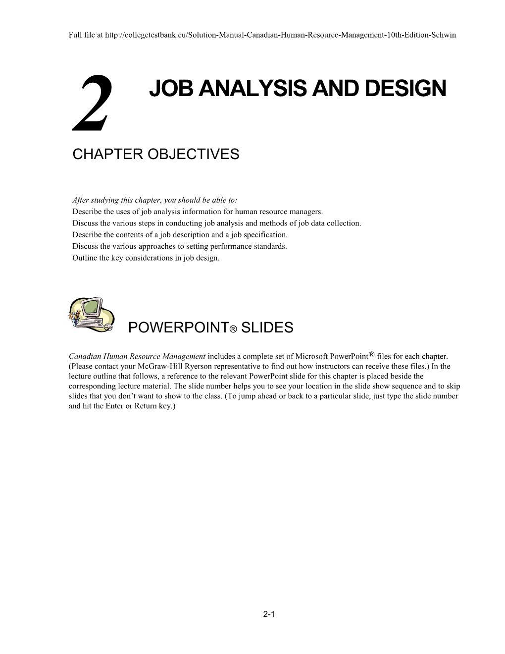 Job Analysis and Design