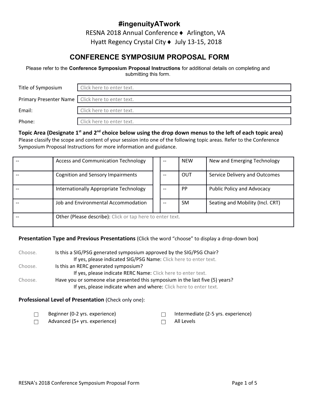 Conference Symposiumproposal Form