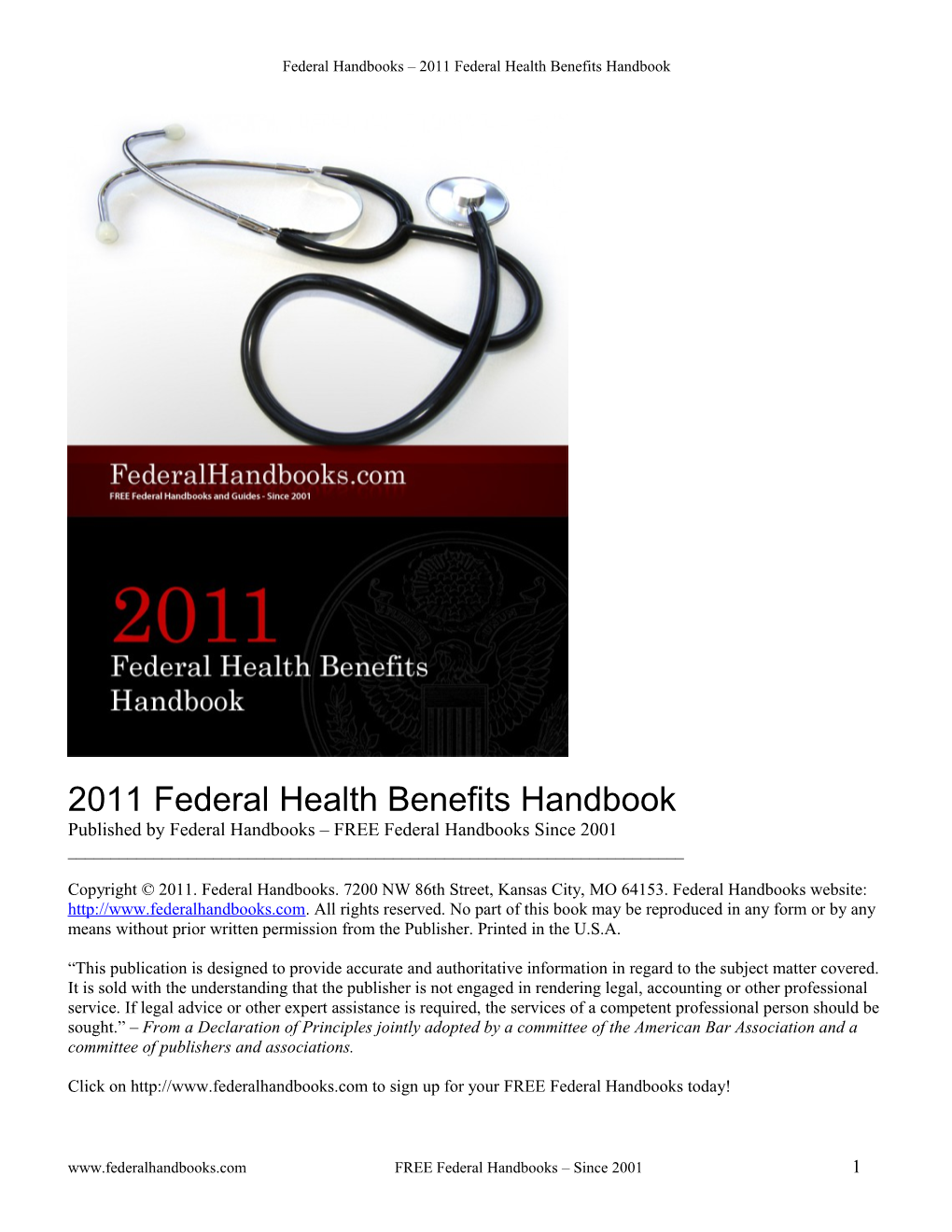 Federal Handbooks 2011 Federal Health Benefits Handbook