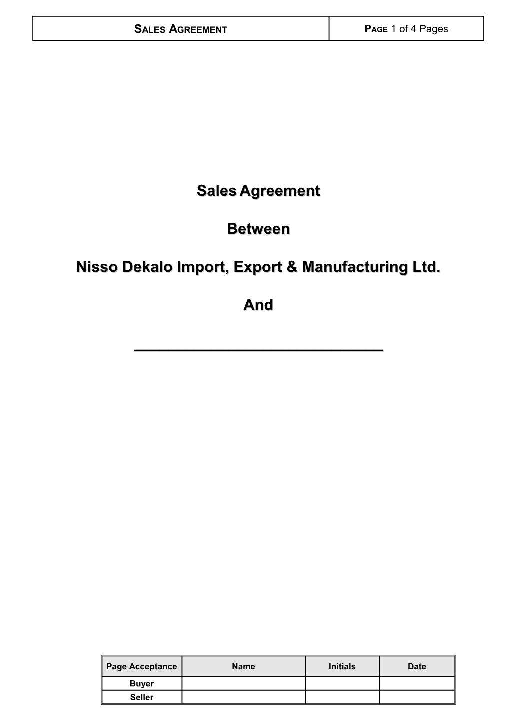 Nisso Dekalo Import, Export & Manufacturing Ltd