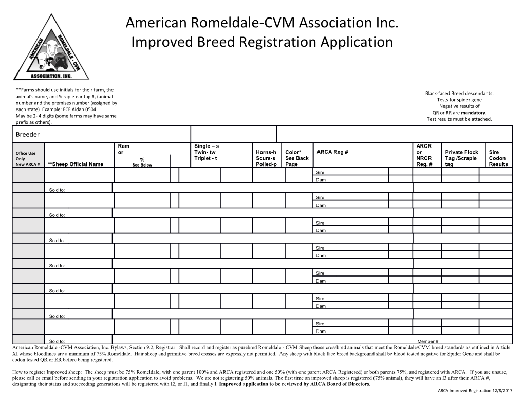 Improved Breed Registration Application