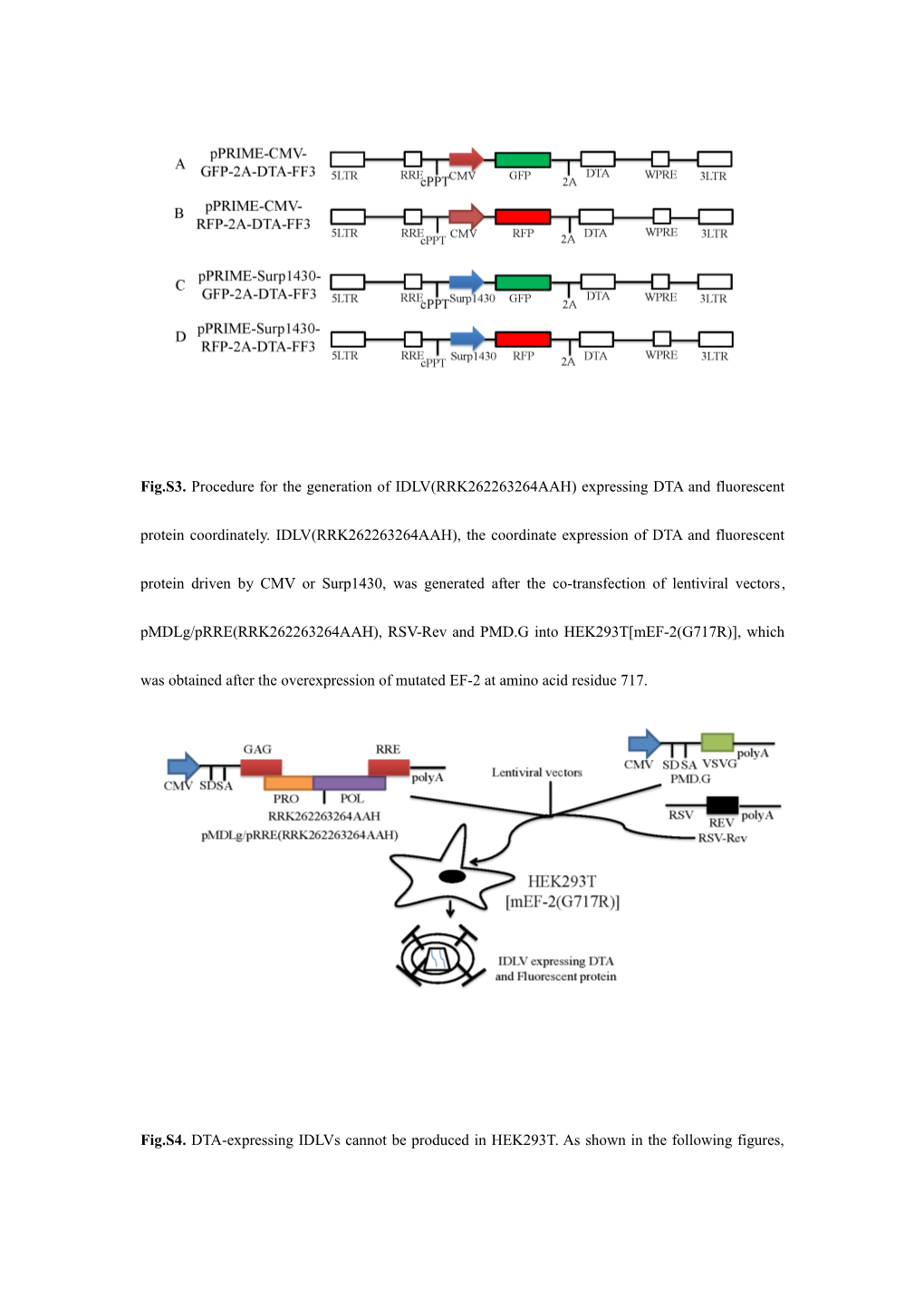 Fig.S1 Cloning Strategy of the Lentiviral Vectors Expressing DTA and Fluorescent Protein