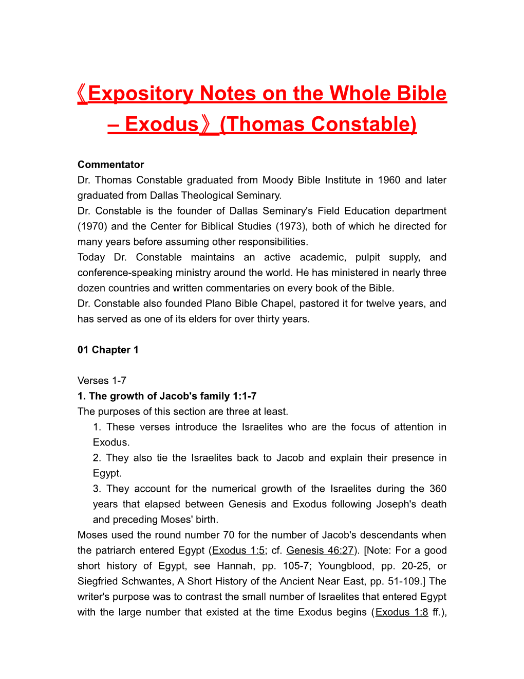Expositorynotes on the Wholebible Exodus (Thomas Constable)