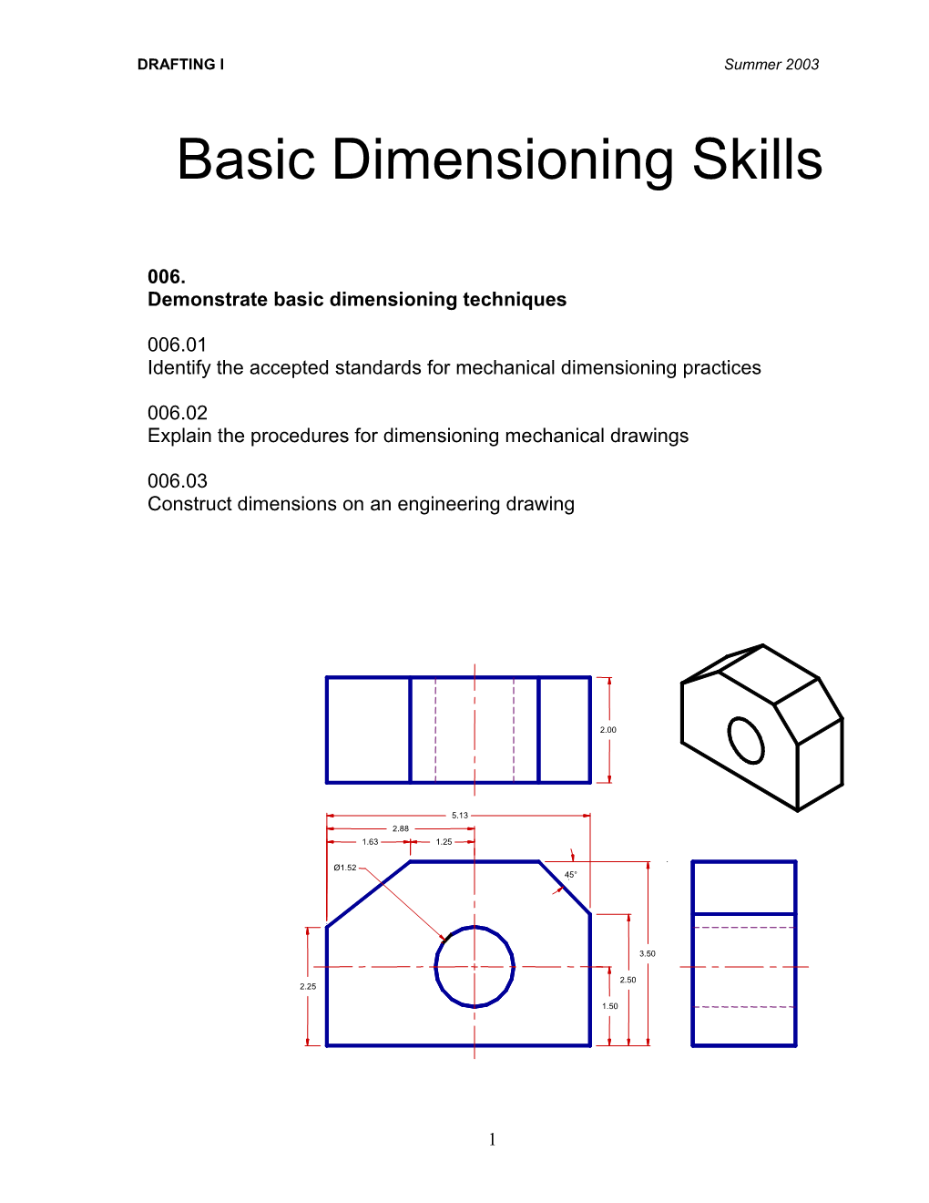 Demonstrate Basic Dimensioning Techniques