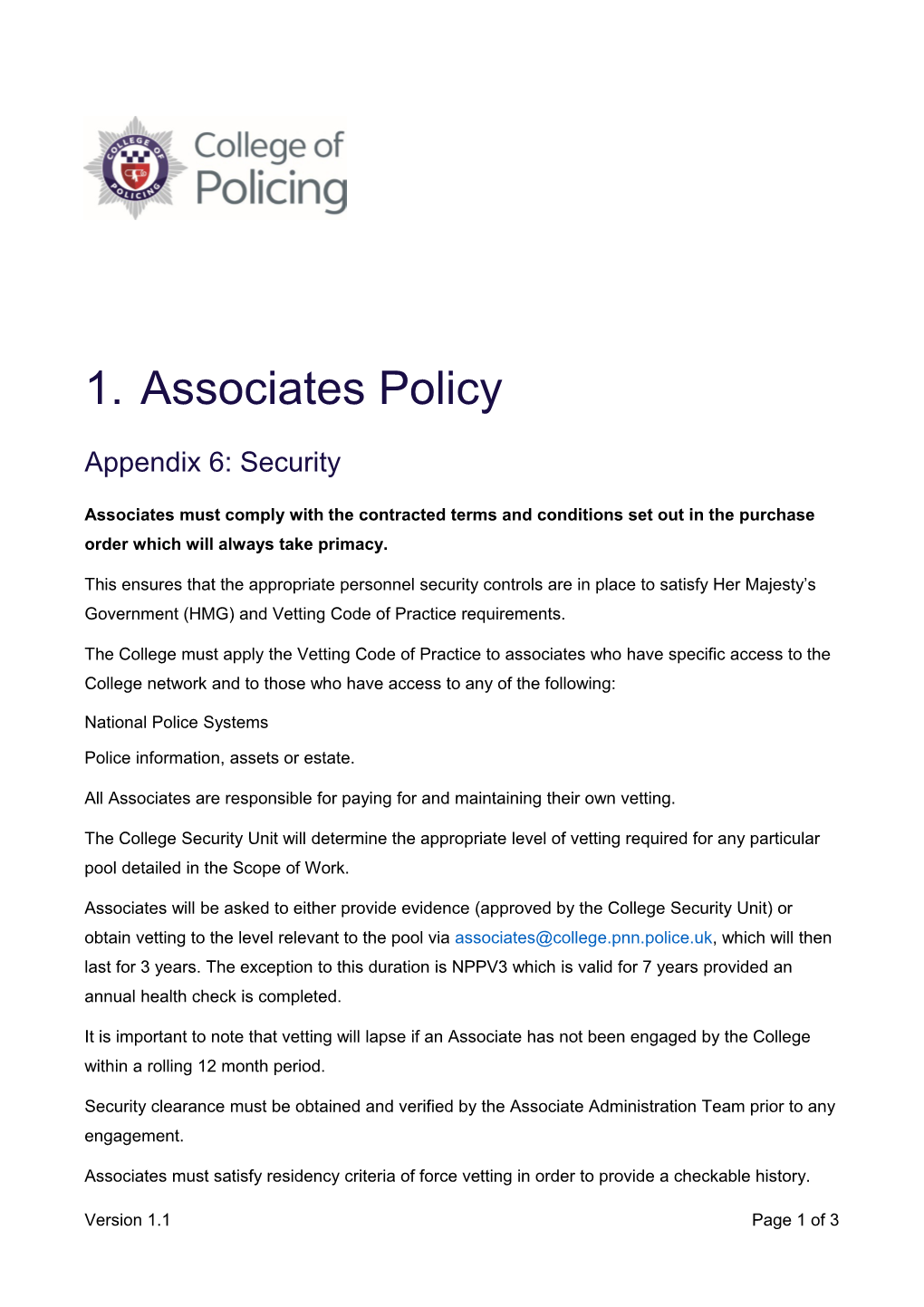 Associates Policyappendix 6: Security