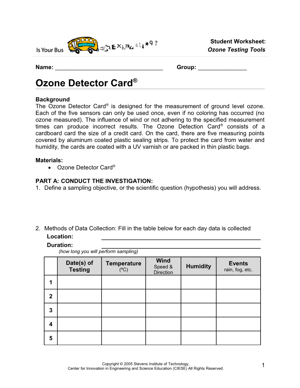 Ozone Testing Tools - Ozone Detector Card