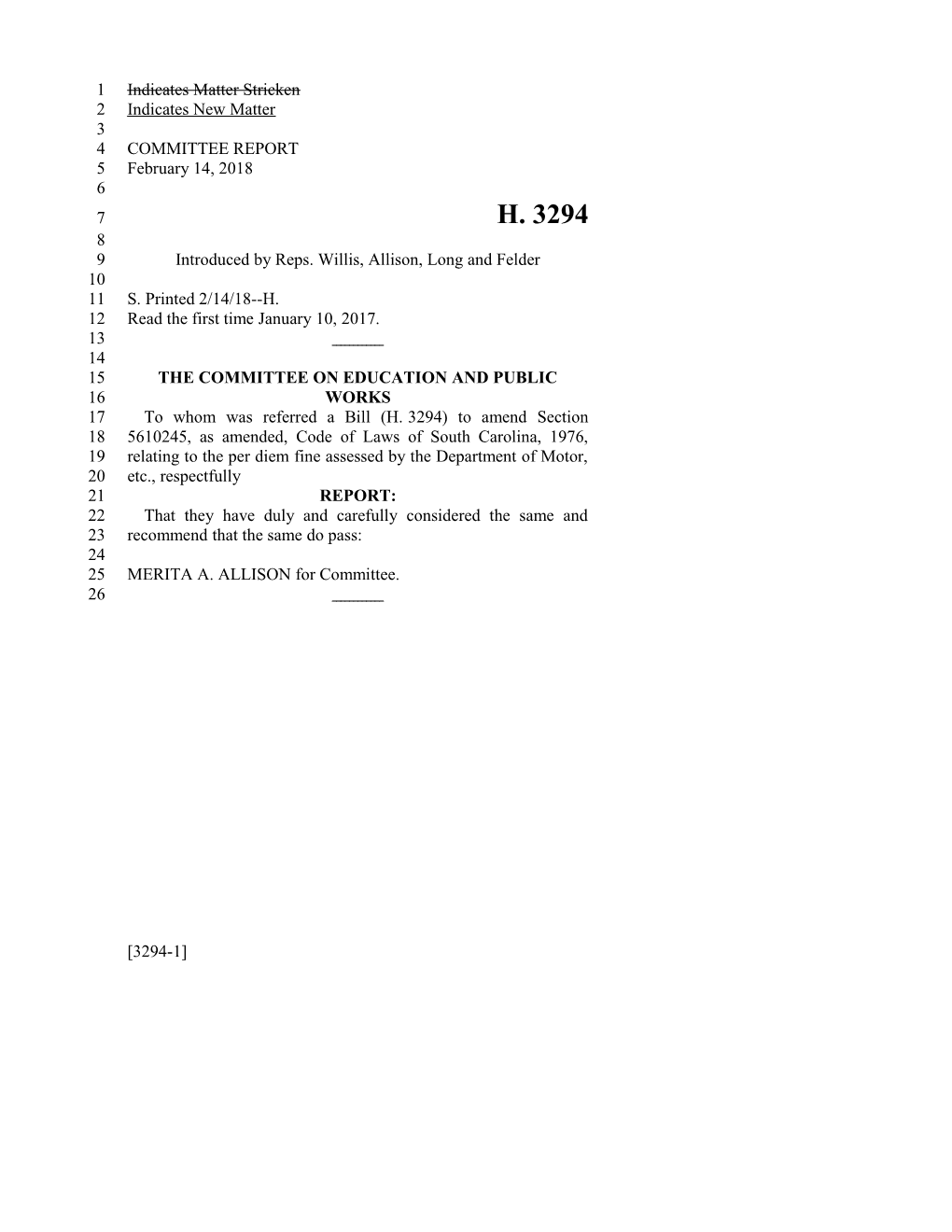 2017-2018 Bill 3294 Text of Previous Version (Feb. 14, 2018) - South Carolina Legislature Online