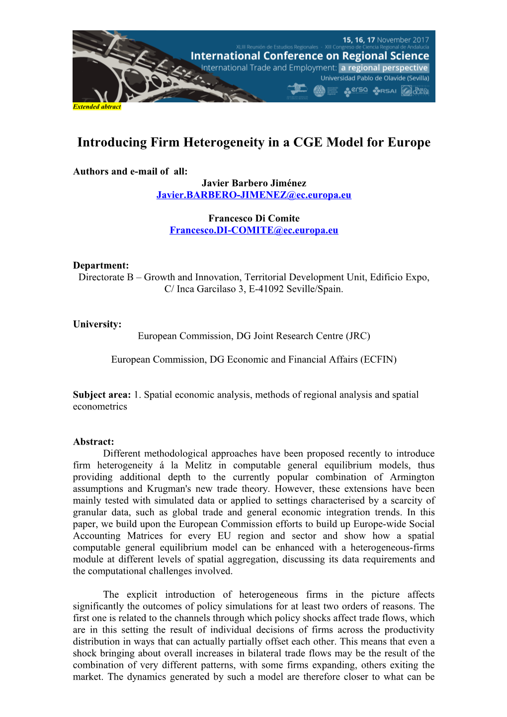 Introducing Firm Heterogeneity in a CGE Model for Europe
