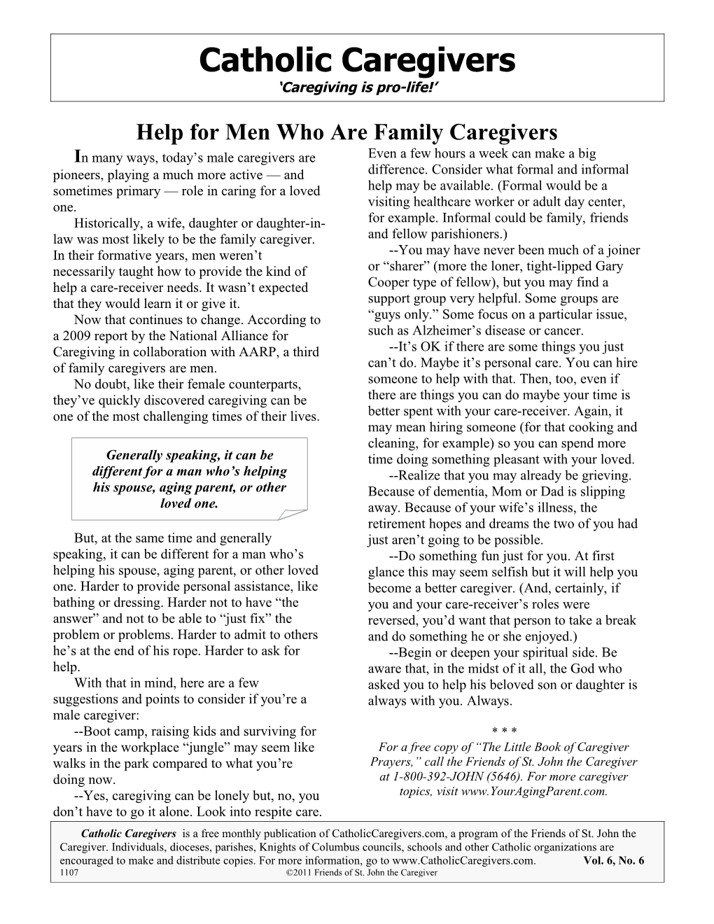 Help for Men Who Are Family Caregivers