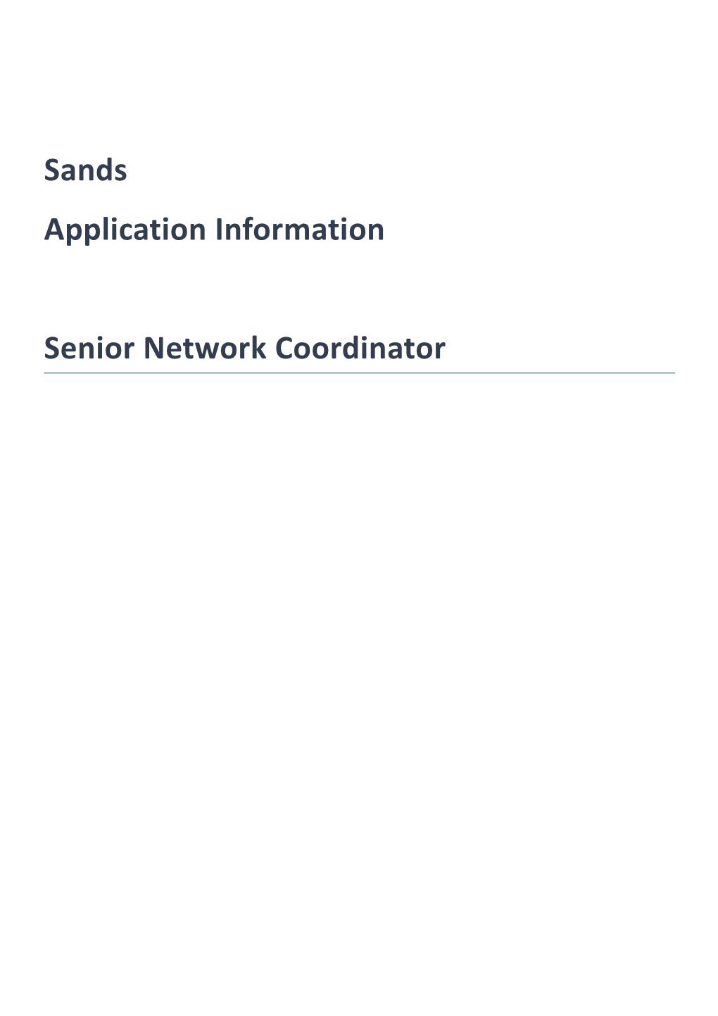 Senior Network Coordinator