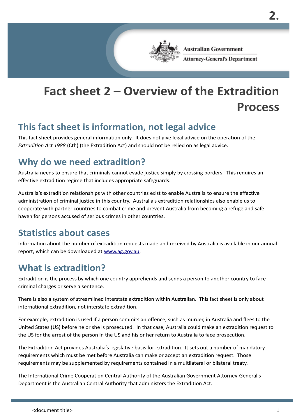 Factsheet Overview of the Extradition Process