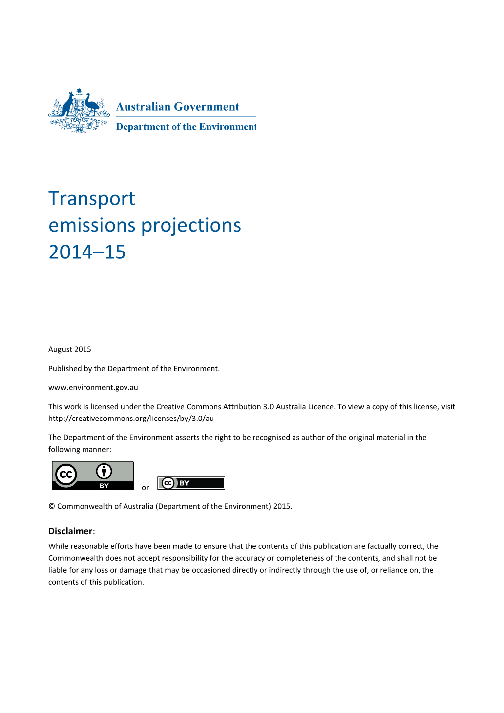 Transport Emissions Projections 2014 15