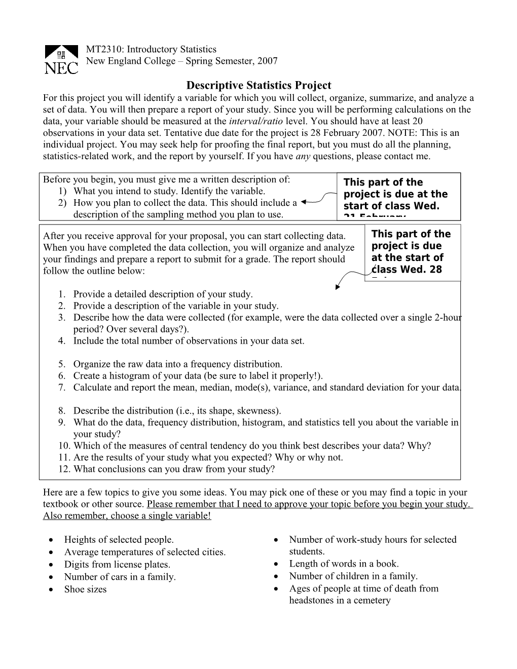 Descriptive Statistics Project