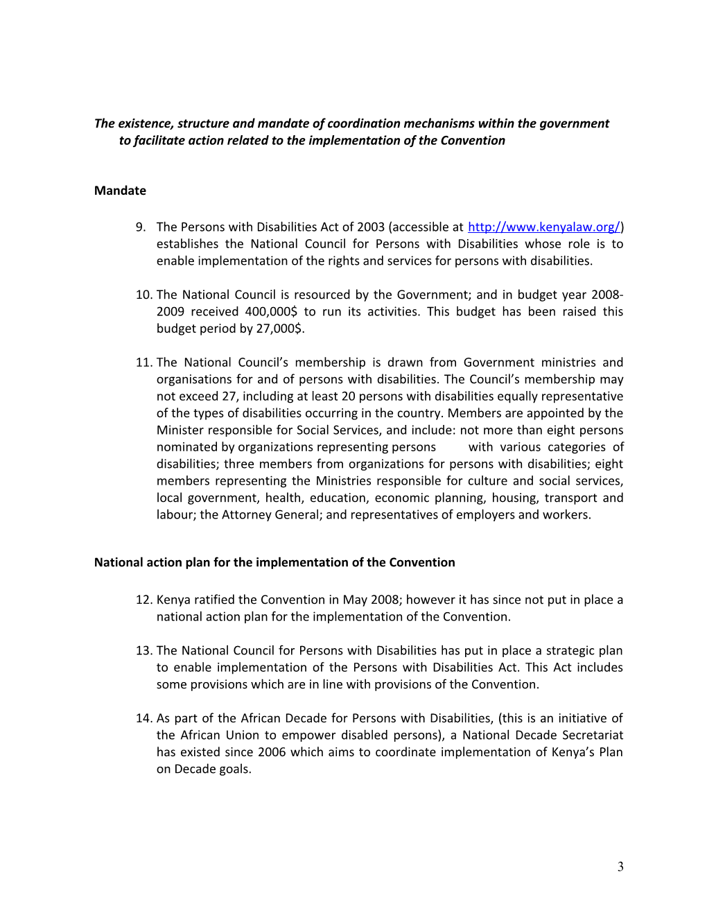 Implementation of Article 33 of the International Convention on the Rights of Persons
