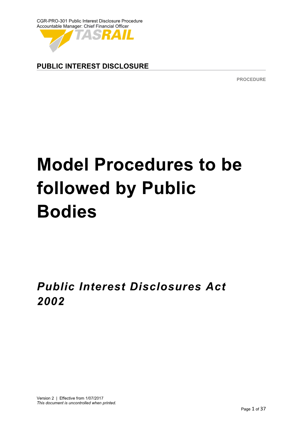 CGR-PRO-301 Public Interest Disclosure Procedure