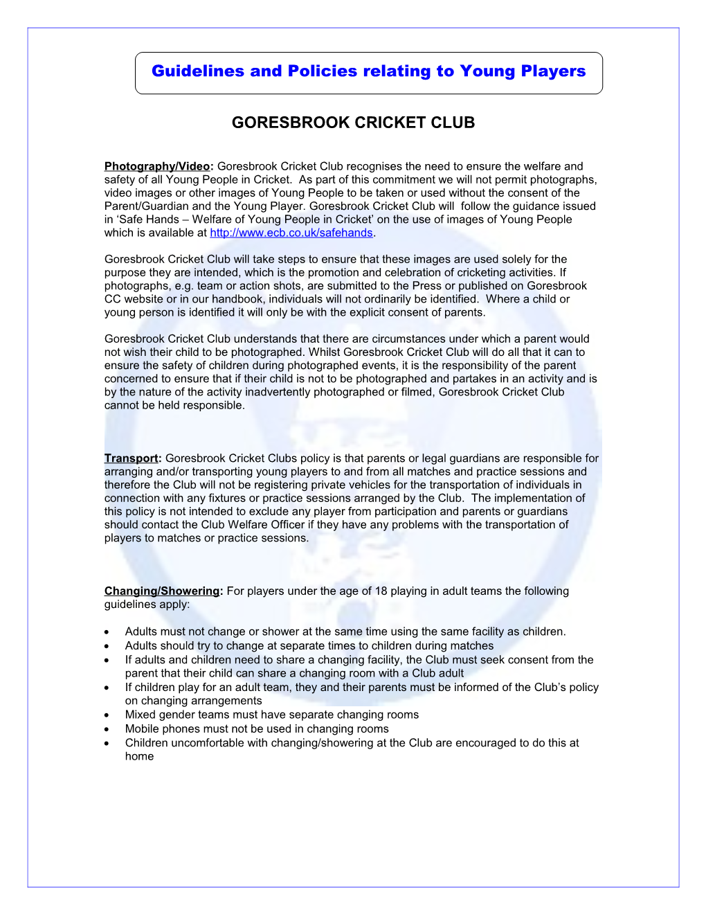 Goresbrook Cricket Club