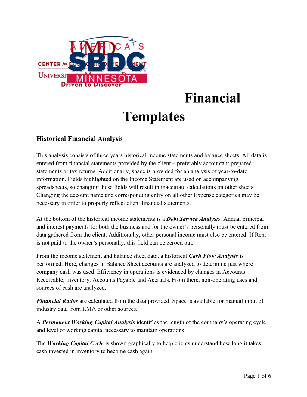 Financial Templates