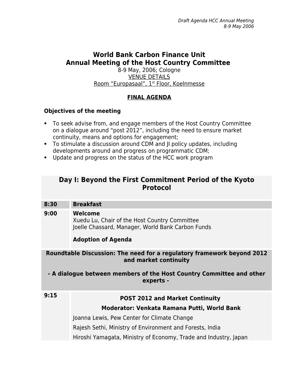 World Bank Carbon Finance Unit