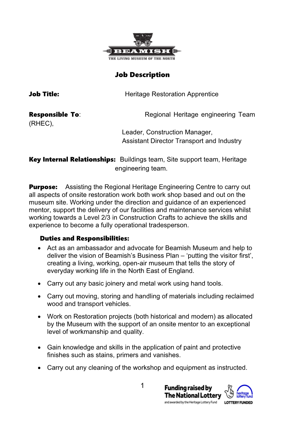 Job Title: Heritage Restoration Apprentice