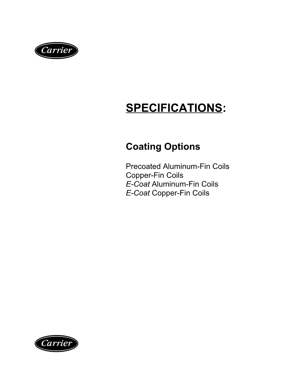 Specifications for Coil Coating Options