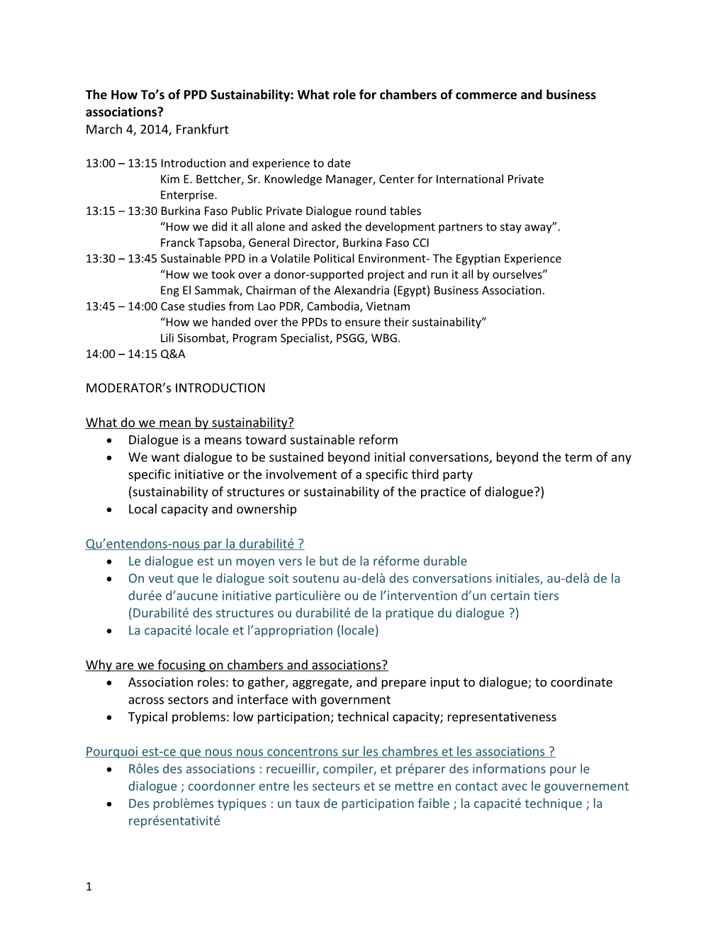 The How to S of PPD Sustainability: What Role for Chambers of Commerce and Business