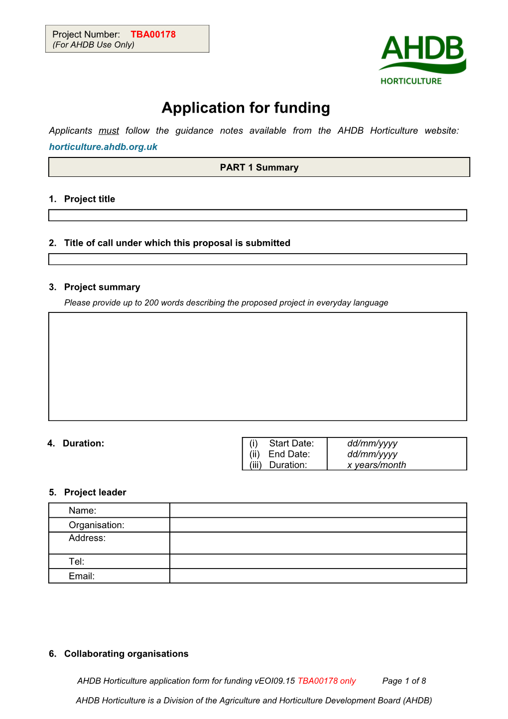 Application Form for Research Funding from HDC