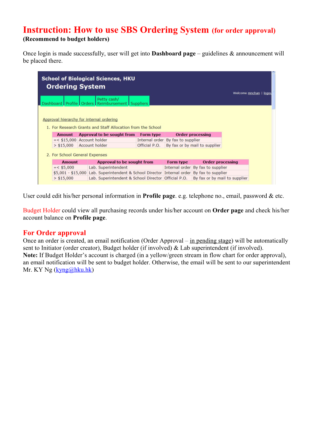 Instruction: How to Use SBS Ordering System(For Order Approval)