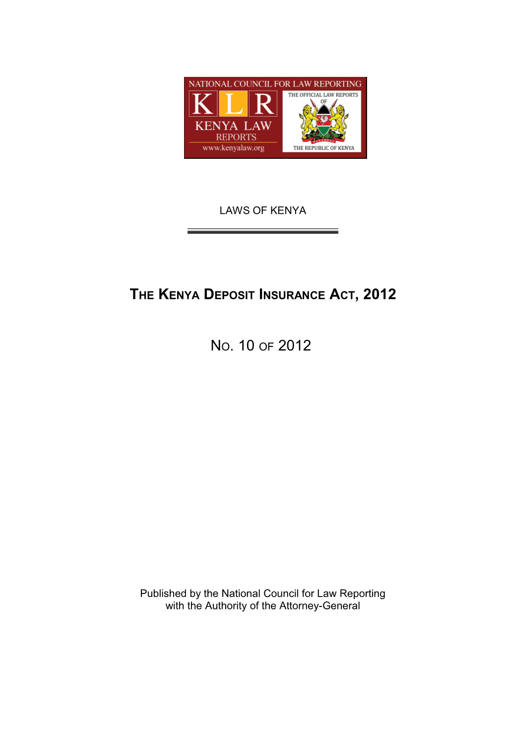 The Kenya Deposit Insurance Act, 2012