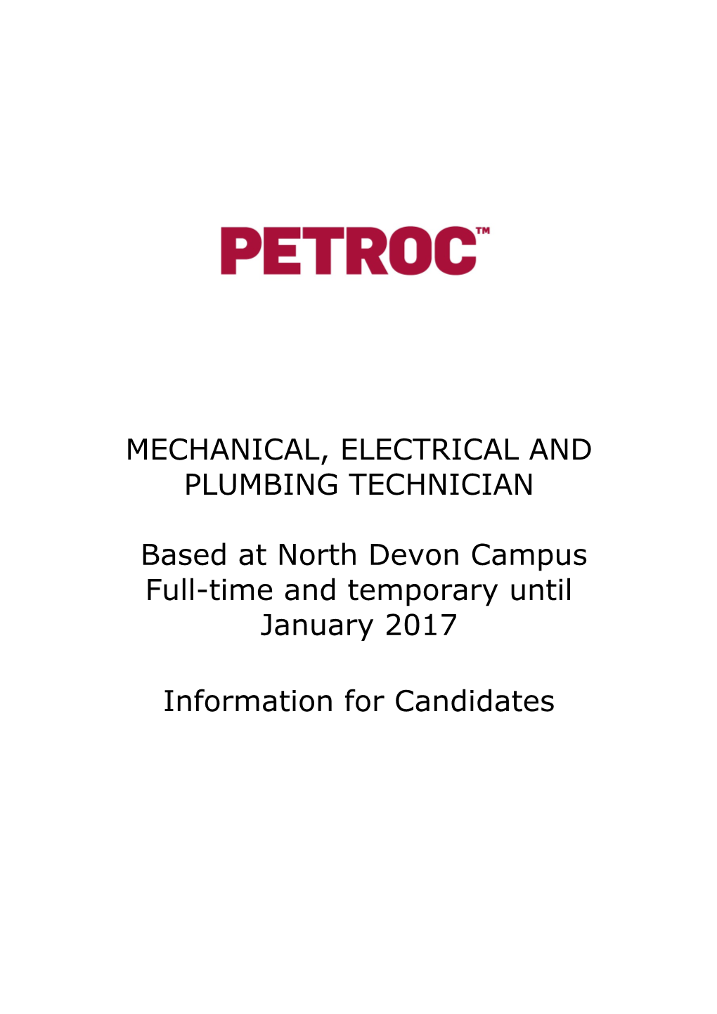 Mechanical, Electrical and Plumbing Technician