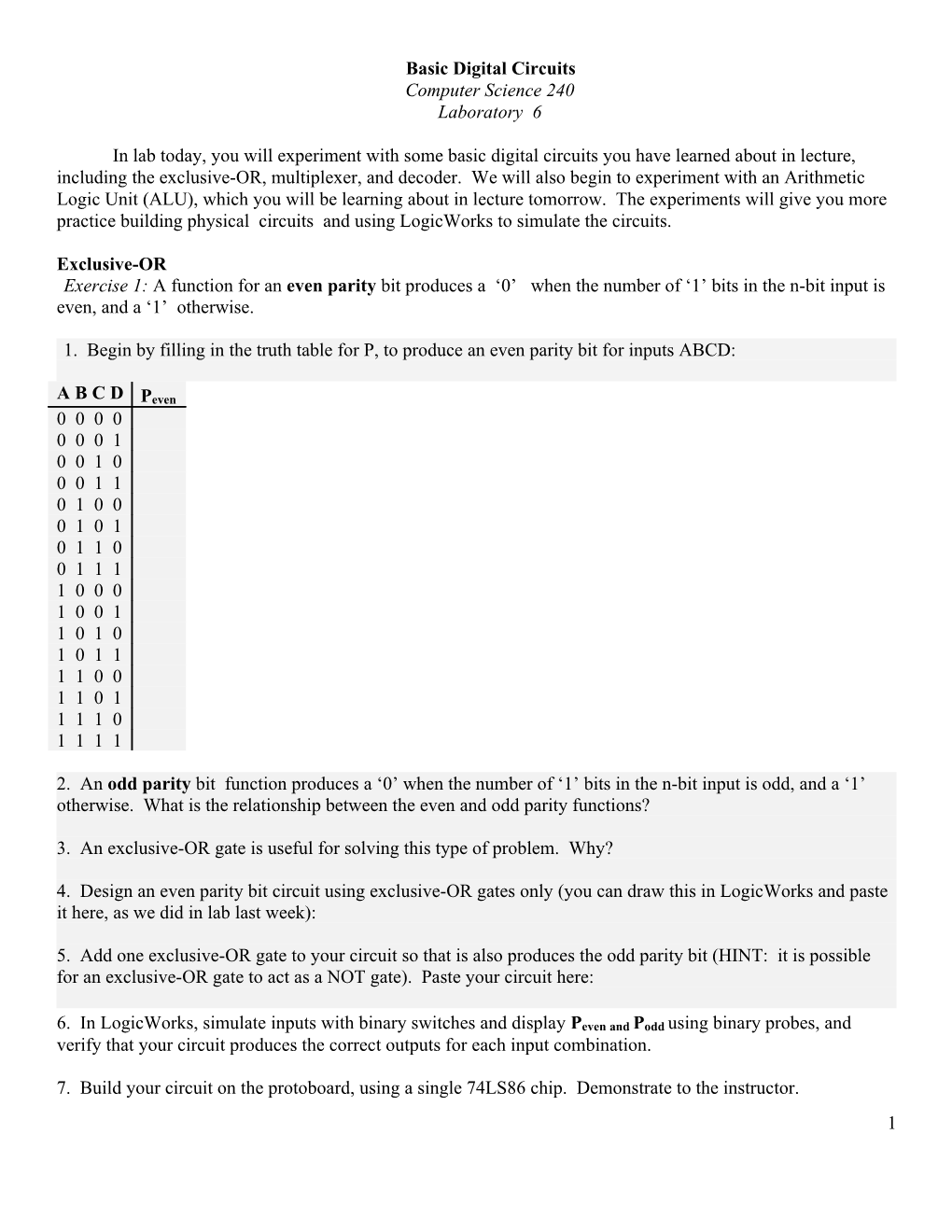 Basic Electrical and Digital Laboratory Concepts