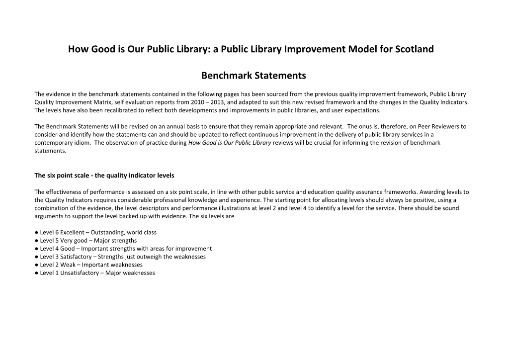 How Good Is Our Public Library: a Public Library Improvement Model for Scotland