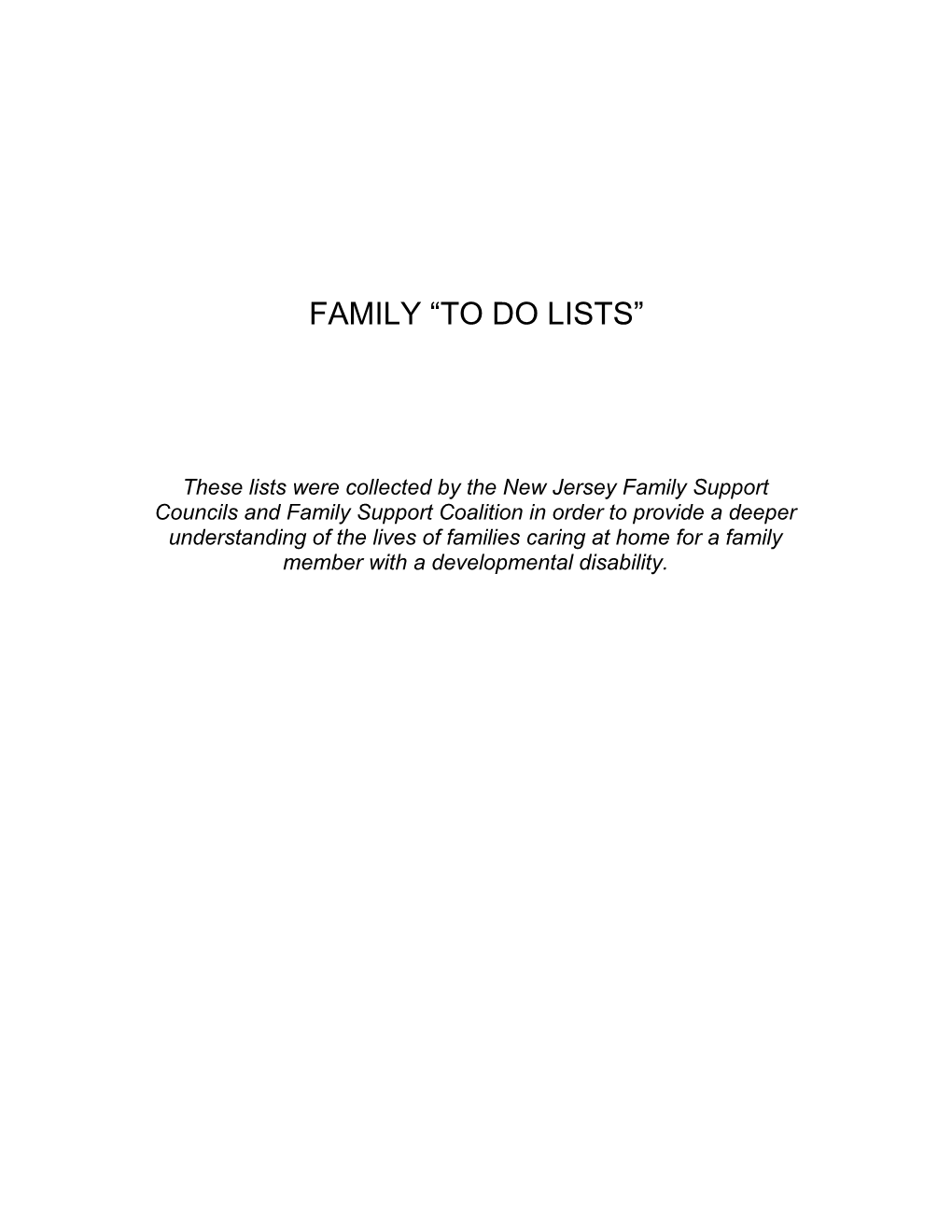 Family to Do Lists