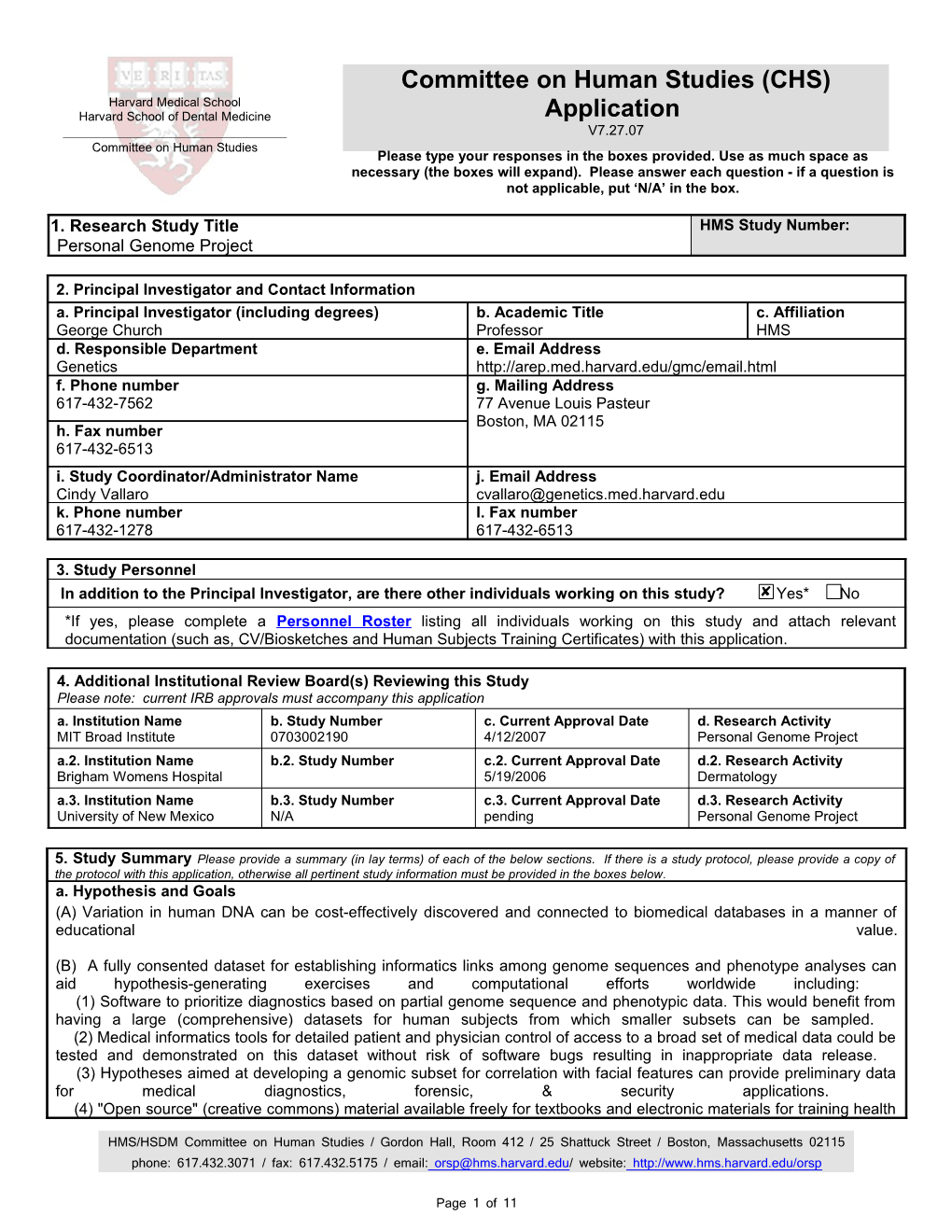 Continuing Review Form